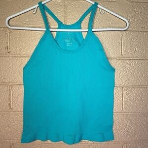Ododos Women's Turquoise Ribbed Tank Top